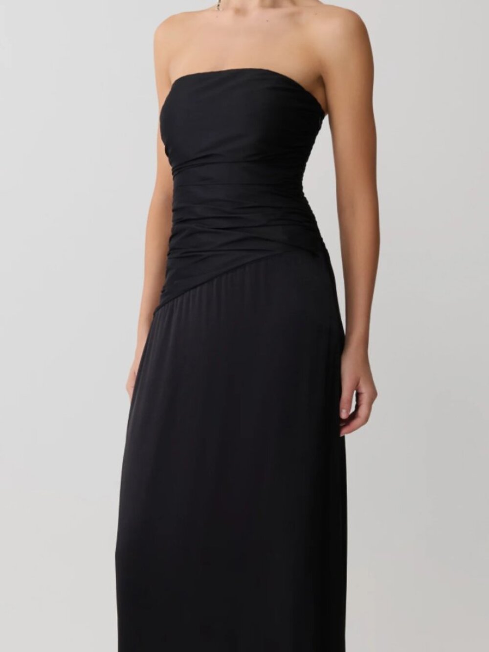 NWT MESHKI SERENA Strapless Taffeta Maxi Dress - Black